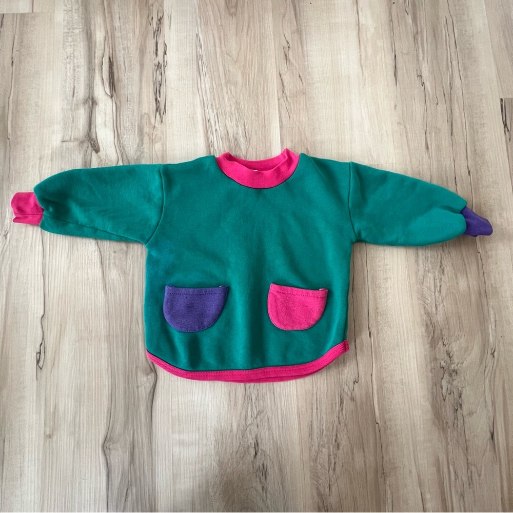 Vintage Trend Basics Sweatshirt Top Girls 24 Months Green Pink Purple